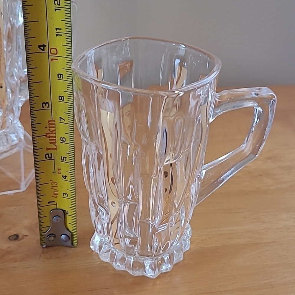 STUNNING Clear Glass Demitasse Mugs With Gold Tone Detail, Set of 6 Mugs - Picture 14 of 16